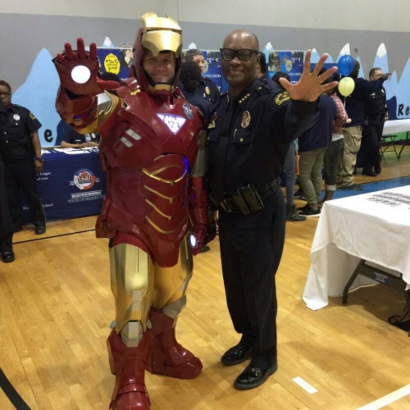  Damon Cole, who worked for the Dallas Police Department until July, Â with Chief David Brown.