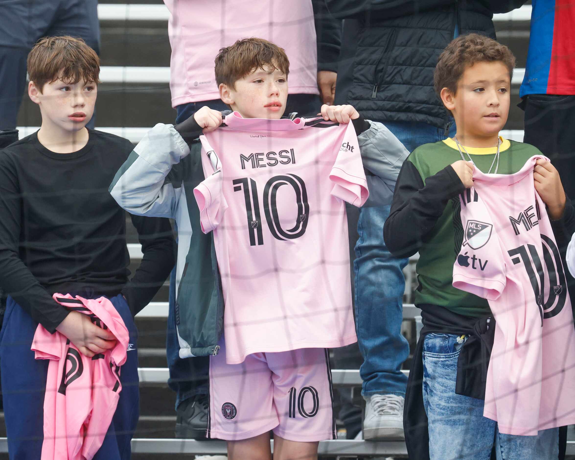 Young fans wait to get a peek of Inter Miami forward Lionel Messi ahead of a preseason...