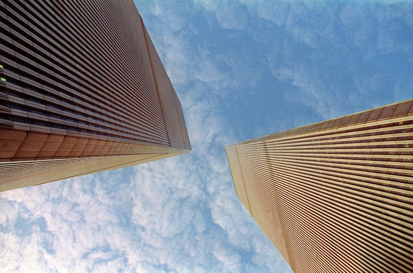 This file photo taken Nov. 8, 1992 shows the twin towers of the World Trade Center, in lower...