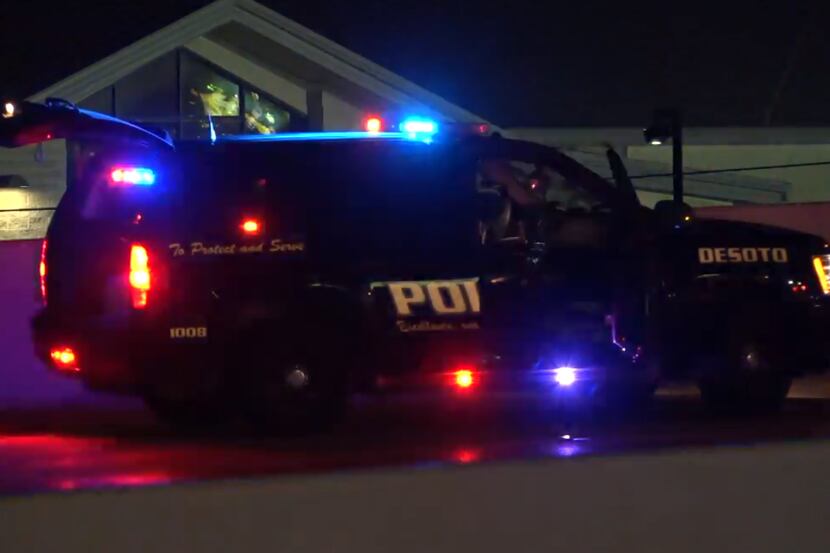 DeSoto police at the scene of a single-car crash on Interstate 35E on Saturday, Feb. 2,...