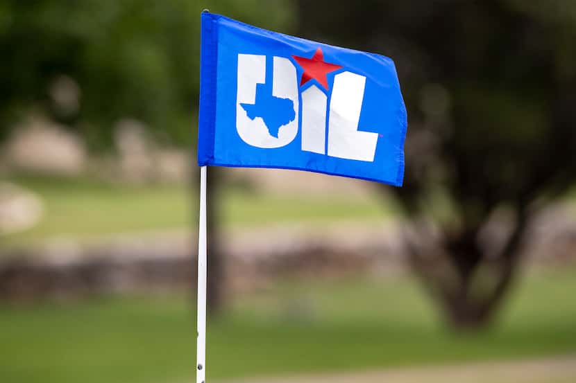 The pin on the 11th green during round 1 of the UIL Class 5A girls golf tournament in...
