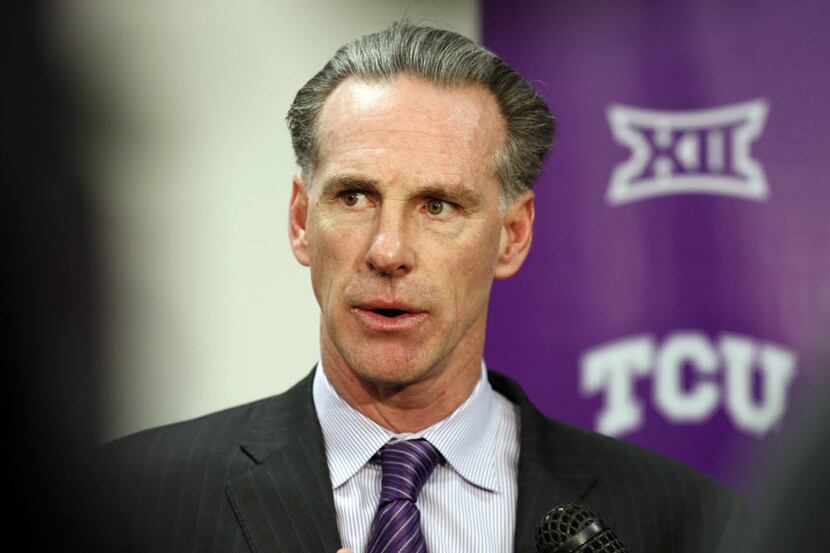 TCU's new men's basketball coach Jamie Dixon speaks after he was introduced during an NCAA...