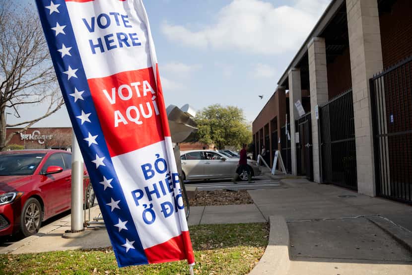 People head to the polls at Oak Lawn Branch Library on Super Tuesday, March 5, 2024, in...