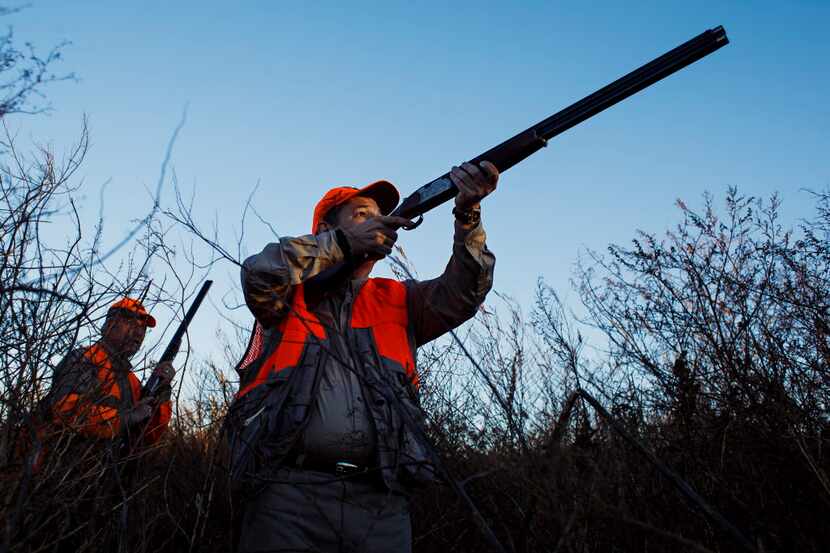  Sen. Ted Cruz takes aim as he walks through the fields during the Col. Bud Day Pheasant...