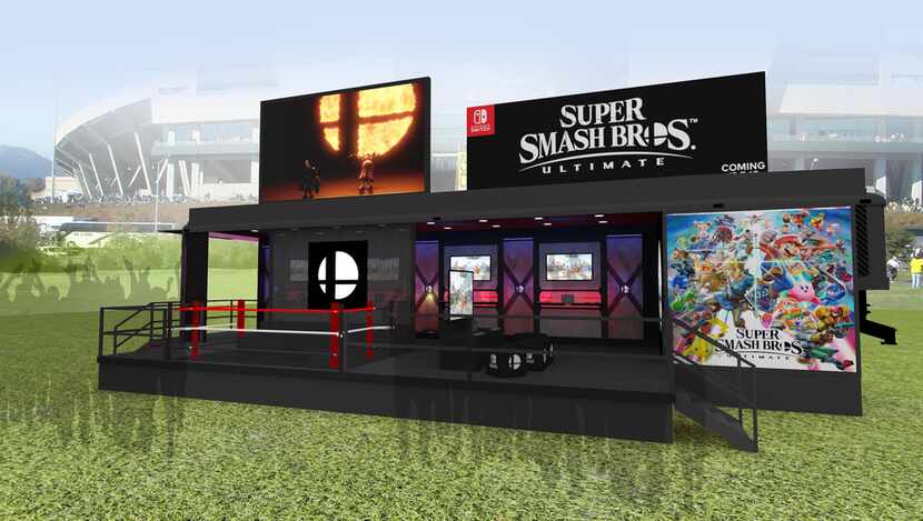 A render of what the "Super Smash Bros. Ultimate" tailgate tour stage will look like.