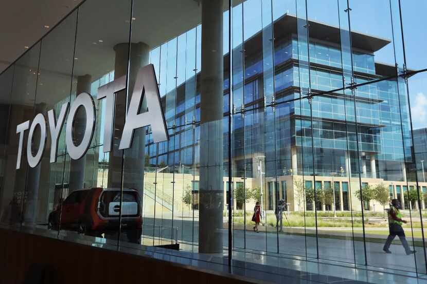 A look at part of Toyota's new North American headquarters in Plano through the windows of...