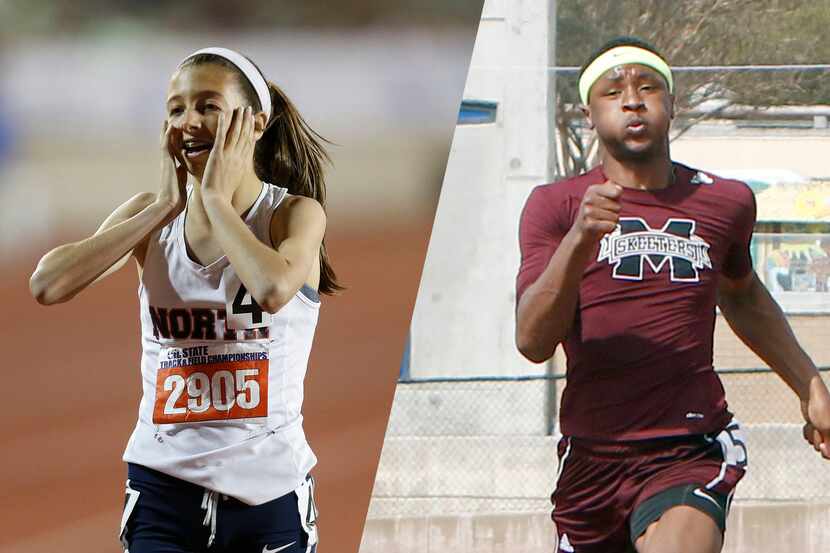 McKinney North's London Culbreath (left) and Mesquite's Caleb Boger (right).