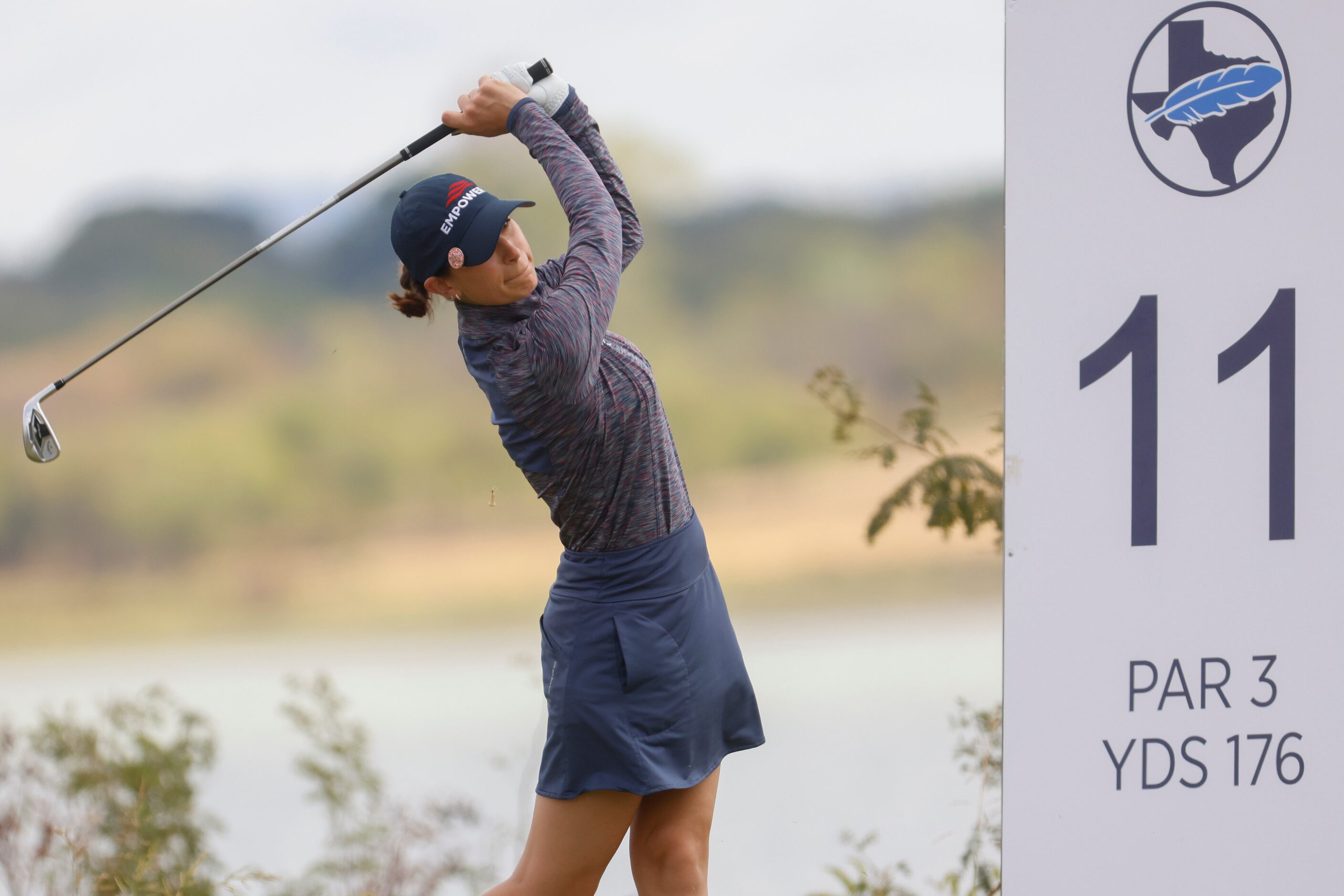 Cheyenne Knight of United States tees off on the 11th hole  during the first round of The...