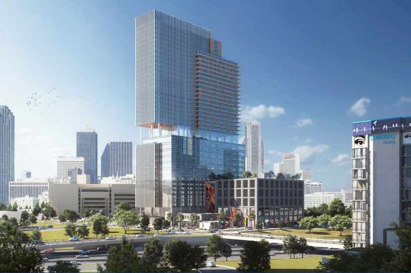 The proposed Newpark tower would be on Canton Street near Dallas City Hall.