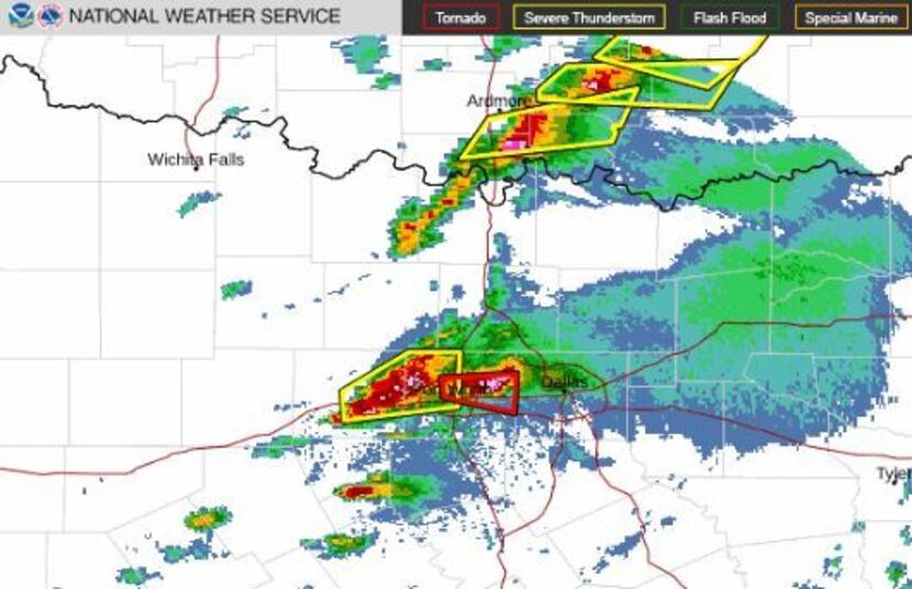 National Weather Service Fort Worth's storm radar Thursday afternoon showed multiple North...
