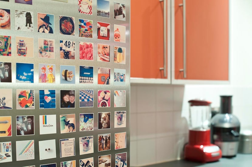 
Sticky 9’s photo magnets come in grids of nine and in two sizes.
