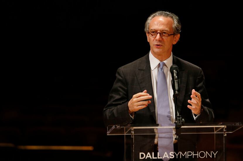Fabio Luisi, the new music director for the Dallas Symphony Orchestra, speaks during a press...