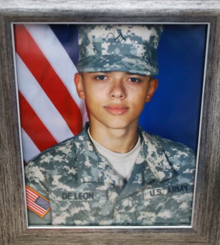 Isaac L. DeLeon is shown in a portrait on the wall at his home in San Angelo.