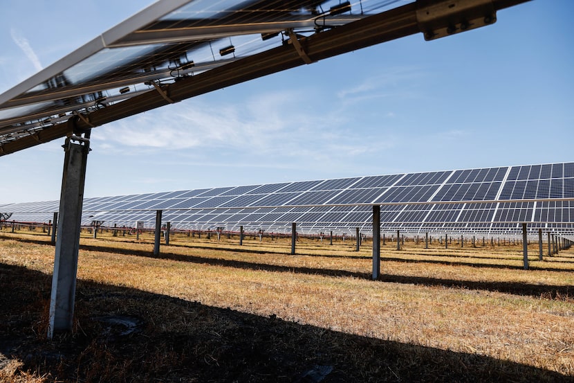 Solar panels at Lily Solar in Scurry, TX. Solar can produce electricity even on cloudy days.