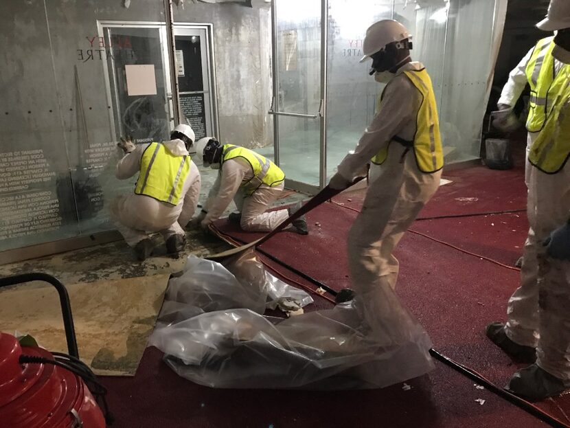 Damage was extensive to the Neuhaus Theatre, part of the Alley Theatre complex in Houston.