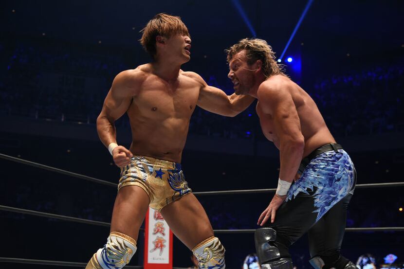 Ibushi Omega 1.jpg; Caption: NJPW's Kota Ibushi and Kenny Omega fight during the 28th G1...