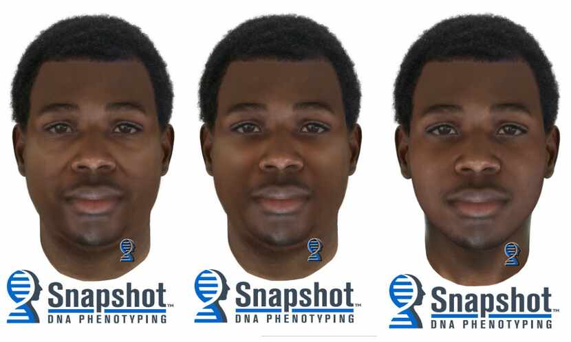 From left: A composite photo shows the suspect at about 35 years old with 32.6 body mass...
