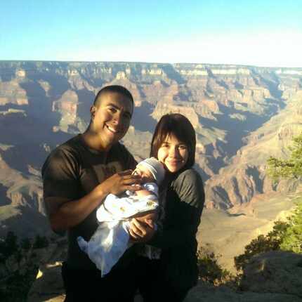 Noe Hernandez is shown with his wife and son in 2014.