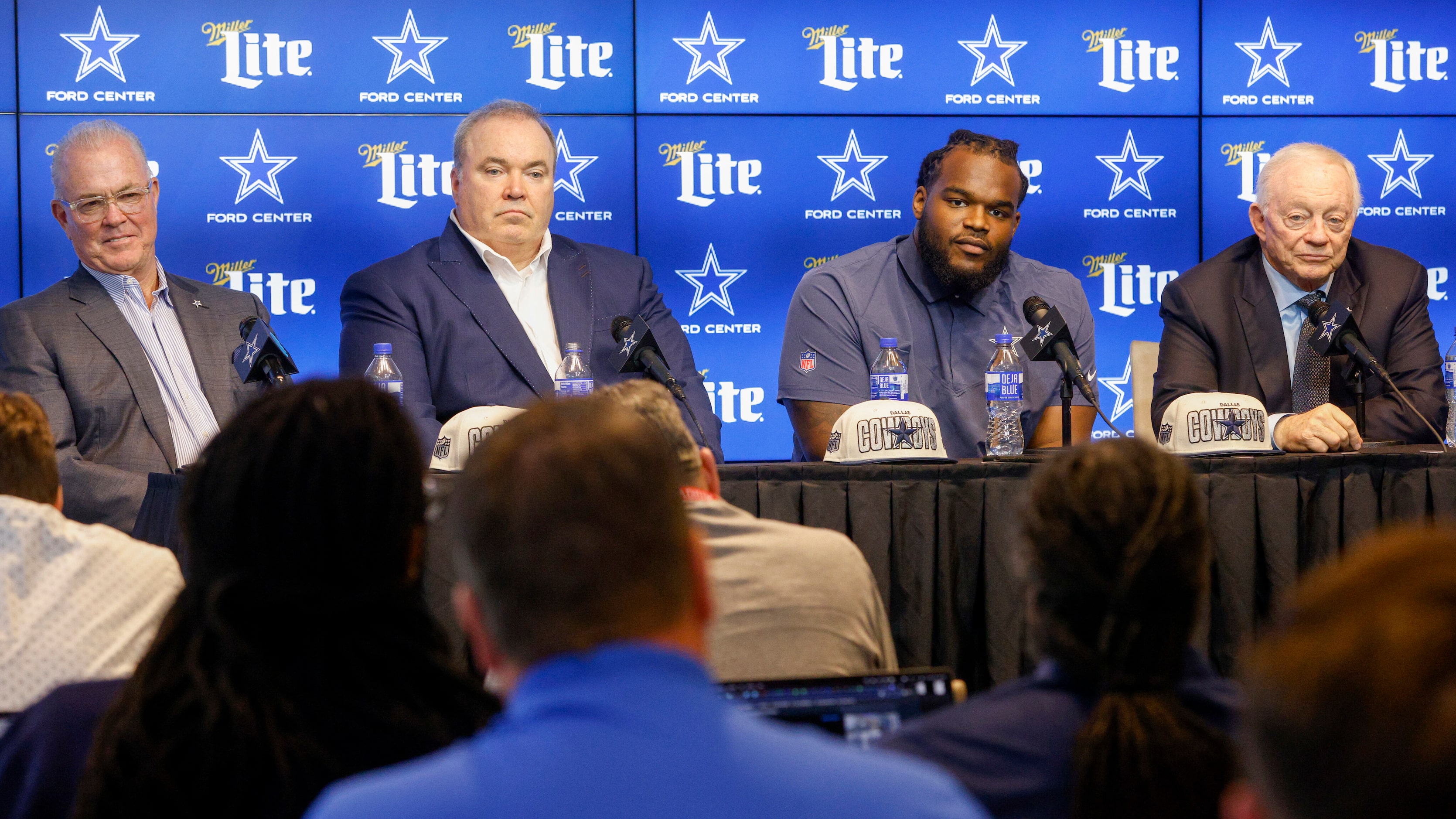 Dallas Cowboys executive vice president Stephen Jones (from left), head coach Mike McCarthy,...