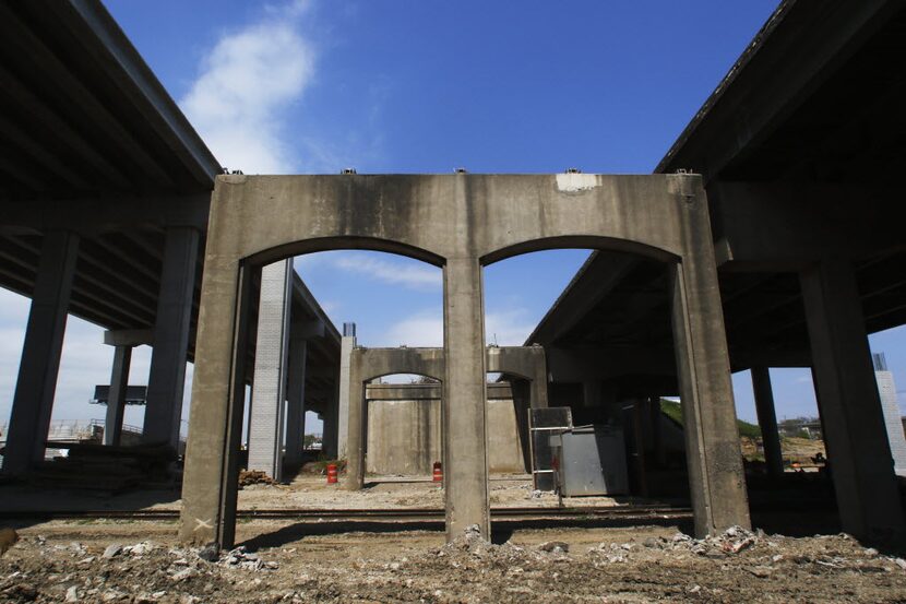 Construction work continued in March 2016 on Interstate 35 East at Belt Line Road in...