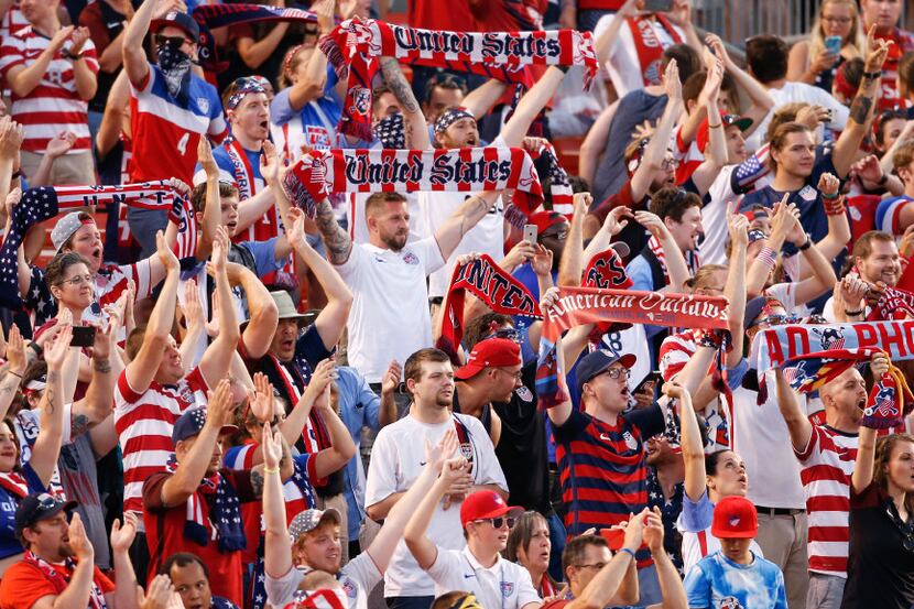 U.S. soccer fans cheer after the team's 3-0 victory over Nicaragua in a CONCACAF Gold Cup...