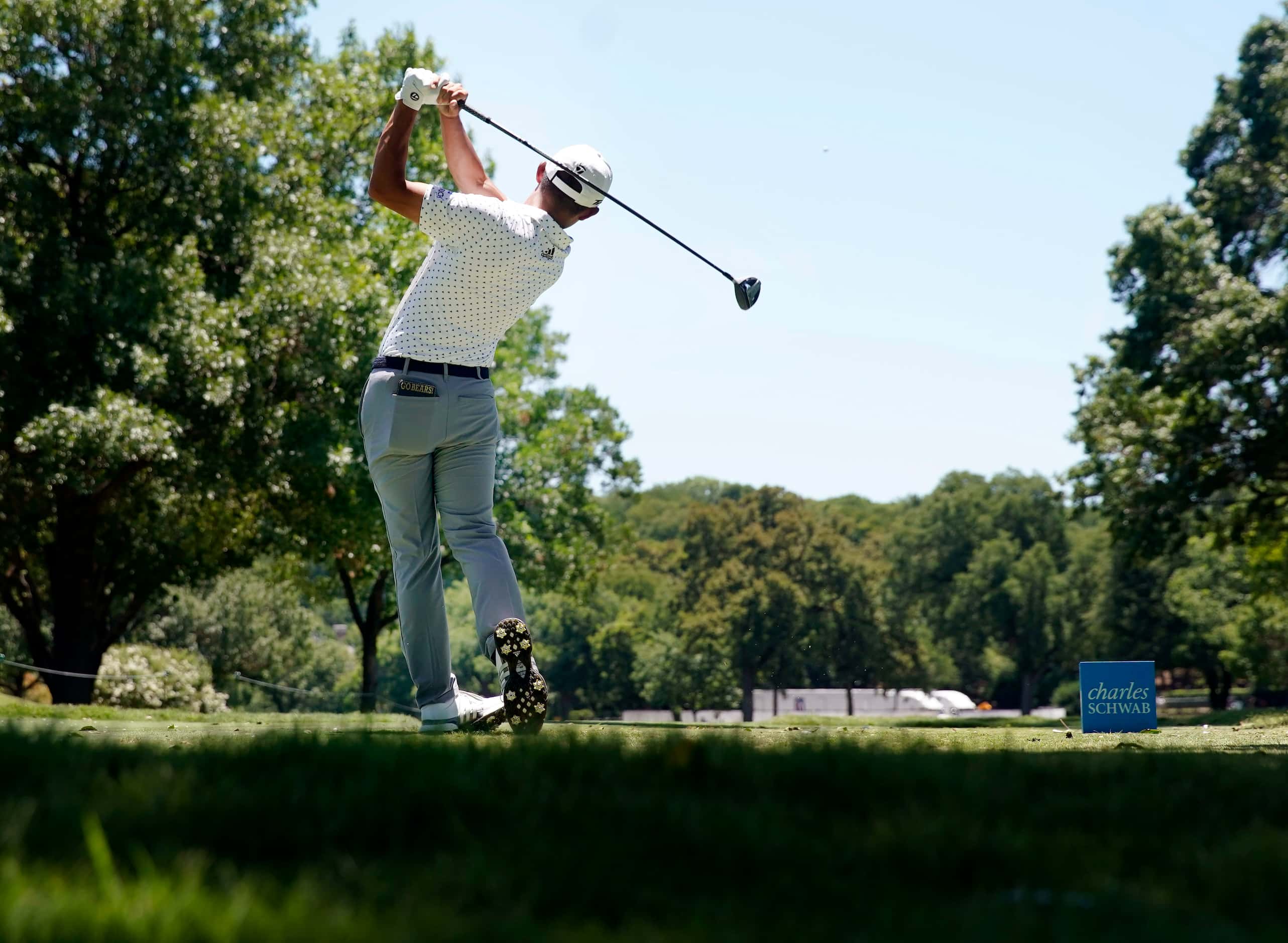 PGA Tour golfer  Collin Morikawa tees off on No .3 during the final round of the Charles...