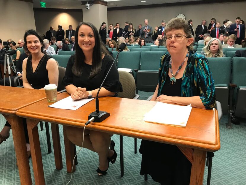 From left, Gianna Jessen of Nashville, Claire Culwell of Pflugerville and Carrie Fischer of...