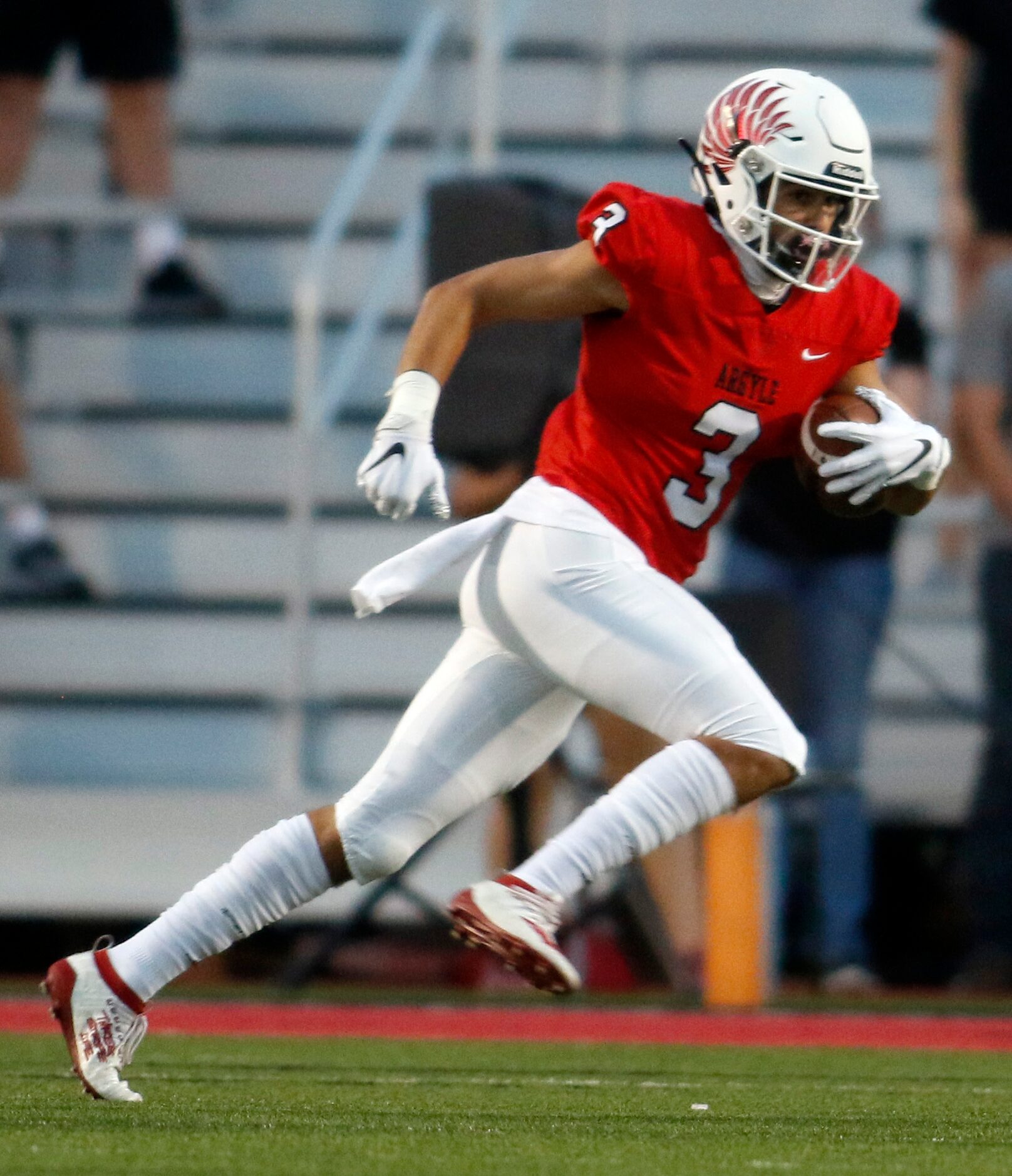 Argyle receiver Cash Walker (3) bolts upfield after a reception during first quarter action...