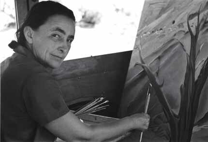 American modernist Georgia O'Keeffe painted in her car at Ghost Ranch in the late 1930s. She...