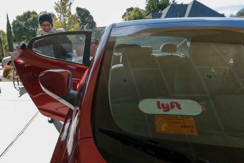 DART customer Silvia Morris uses Lyft to go from her Plano, Texas home to visit a friend in...