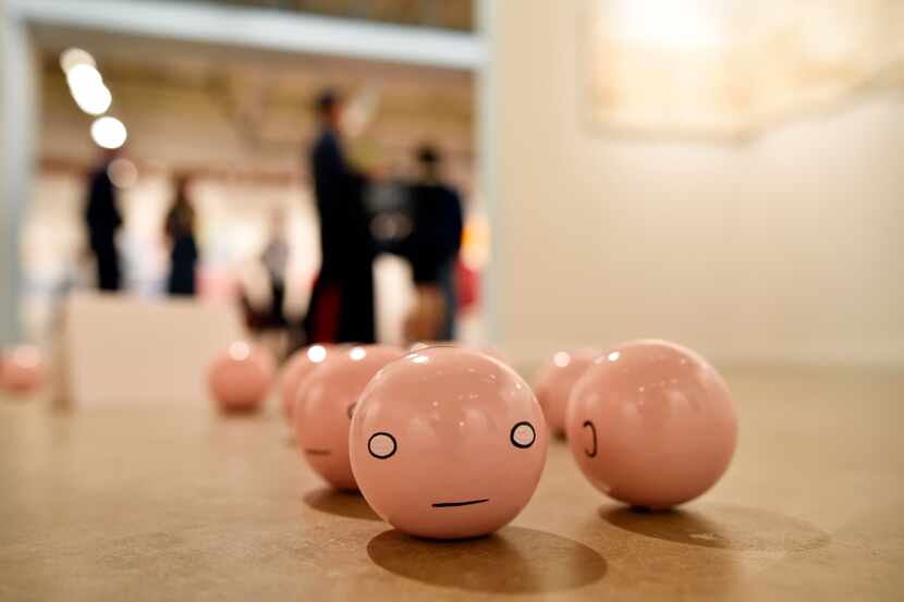 Ceramic sculptures by Alejandro Magallanes, during the 2017 edition of the Dallas Art Fair...