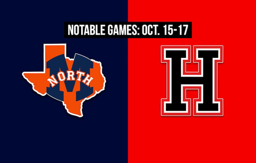 Notable games for the week of Oct. 15-17 of the 2020 season: McKinney North vs. Rockwall-Heath.