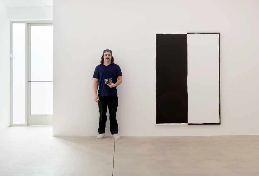 Dallas artist Paul Winker, next to his piece Cord (2020) which is part of his new exhibition...