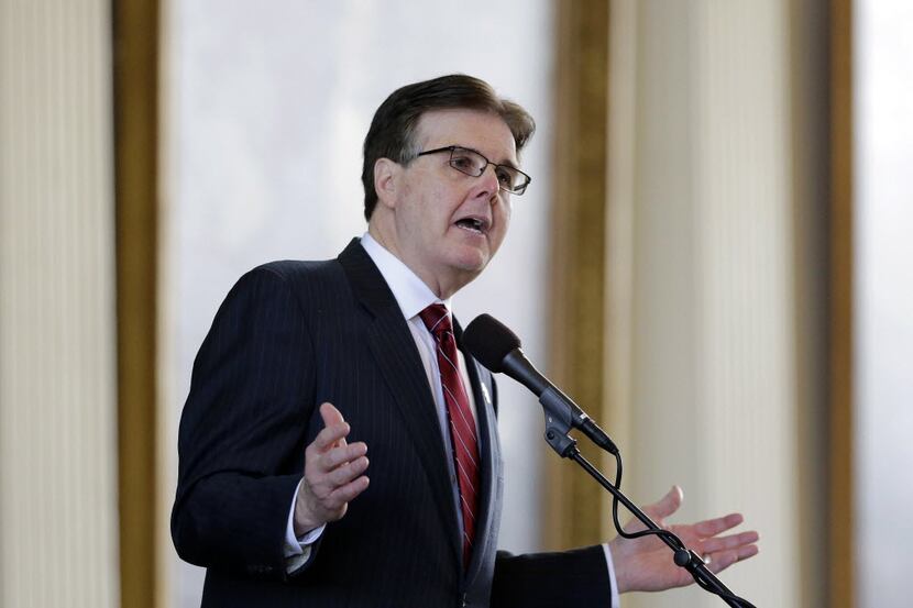  Texas Lt. Gov. Dan Patrick, shown during an oath of office ceremony last year, says he...