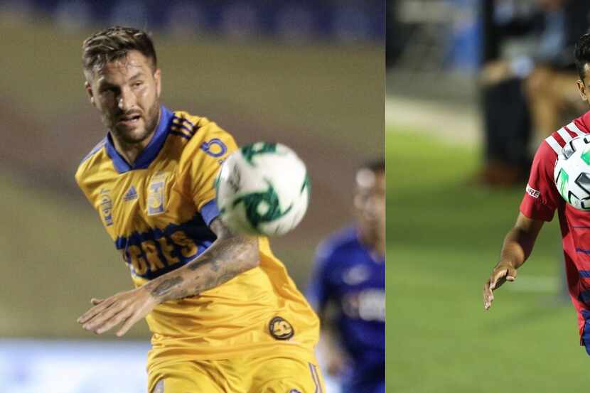 El goleador de Tigres, André-Pierre Gignac (izq) y Jesús Ferreira, delantero estelar del FC...