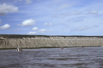 Dr. Anthony Fiorillo's team of scientists went to work by taking inflatable boats along...