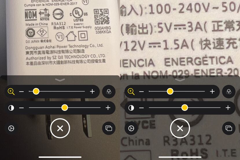 Screenshots show the iOS Magnifier app and how you can snap a picture and use the slider to...