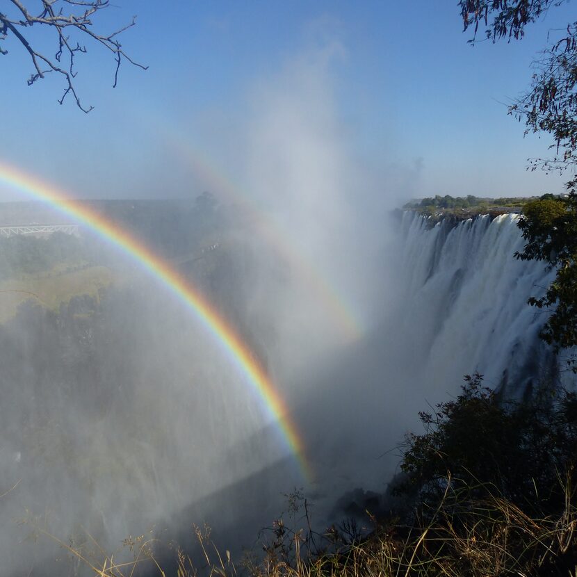 Victoria Falls in known locally as Mosi-oa-Tunya, "the smoke that thunders."