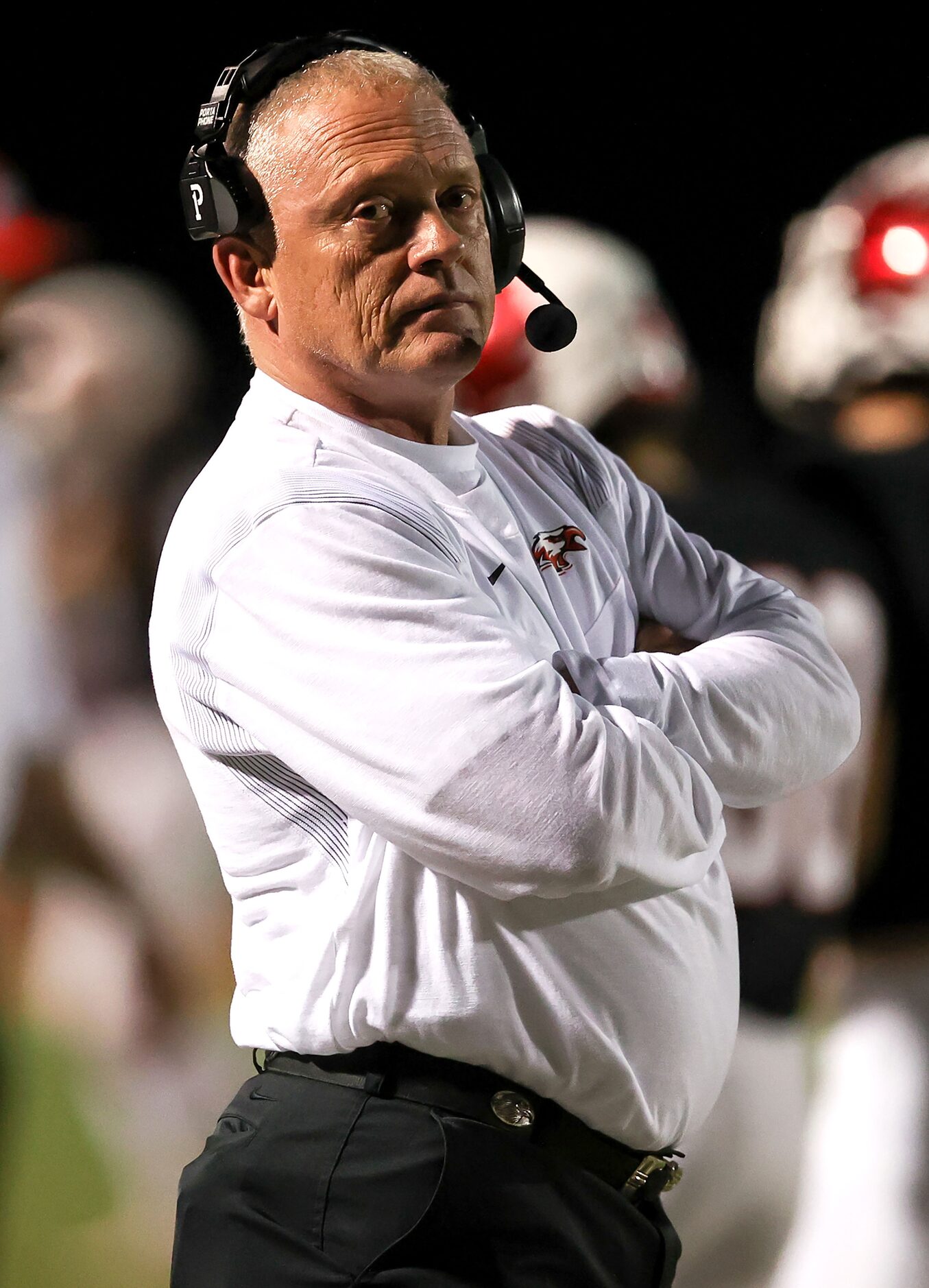 Argyle head coach Todd Rodgers looks on from the sideline during the game against Terrell in...