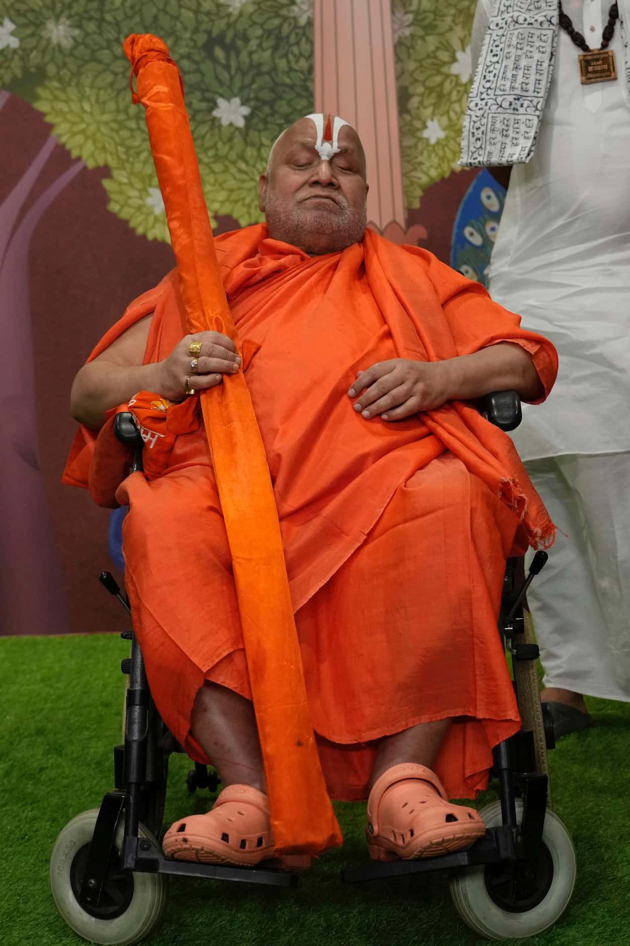 Indian Hindu spiritual leader and educator Jagat Guru Rambhadracharya pose for a picture...