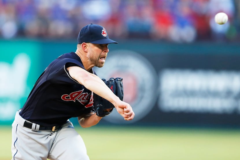Cleveland Indians starting pitcher Corey Kluber (28) pitches in the second inning against...