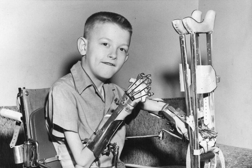 A Dallas boy with polio is shown in February 1958.  (File Photo/Staff)