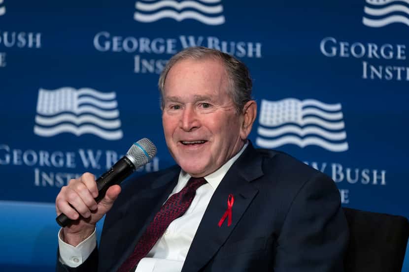Former President George W. Bush speaks during an event marking the 20th anniversary of the...