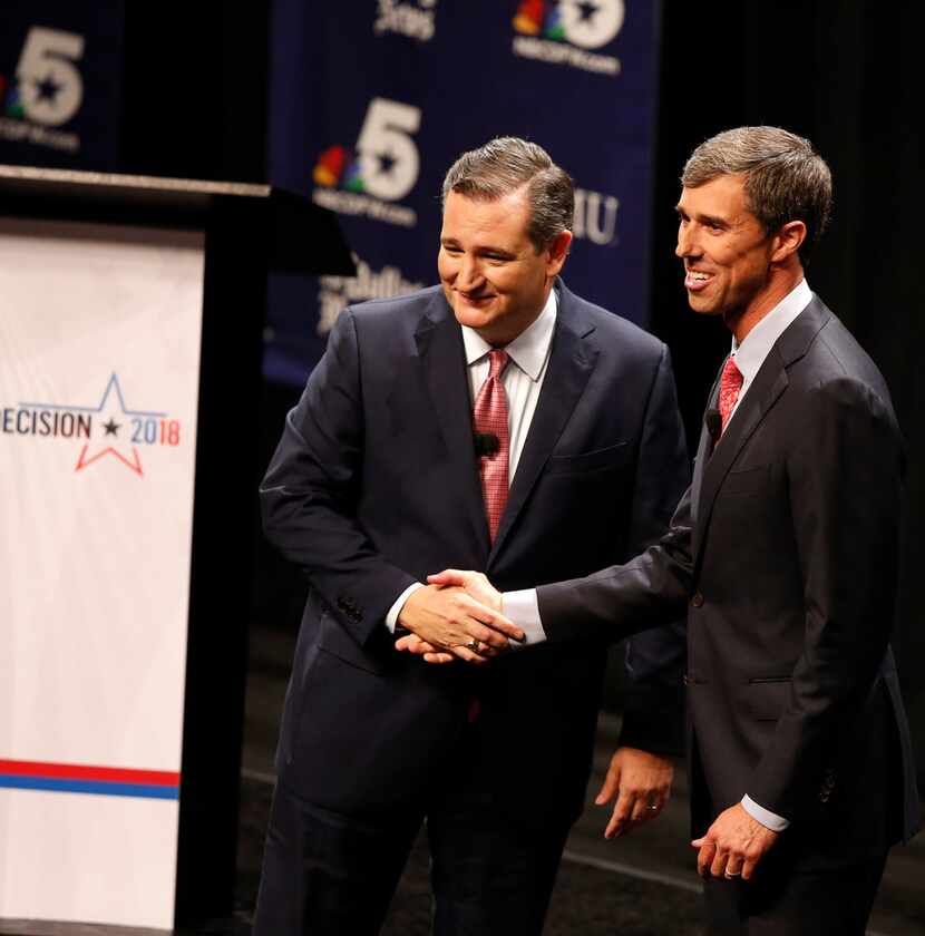 Sen. Ted Cruz, R-Texas, and Rep. Beto O'Rourke, D-Texas, after a debate at McFarlin...