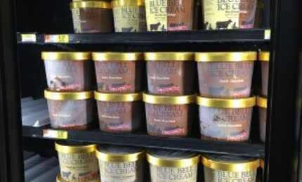  Blue Bell ice cream sits in a freezer case early Monday at the Wal-Mart at Timber Creek...