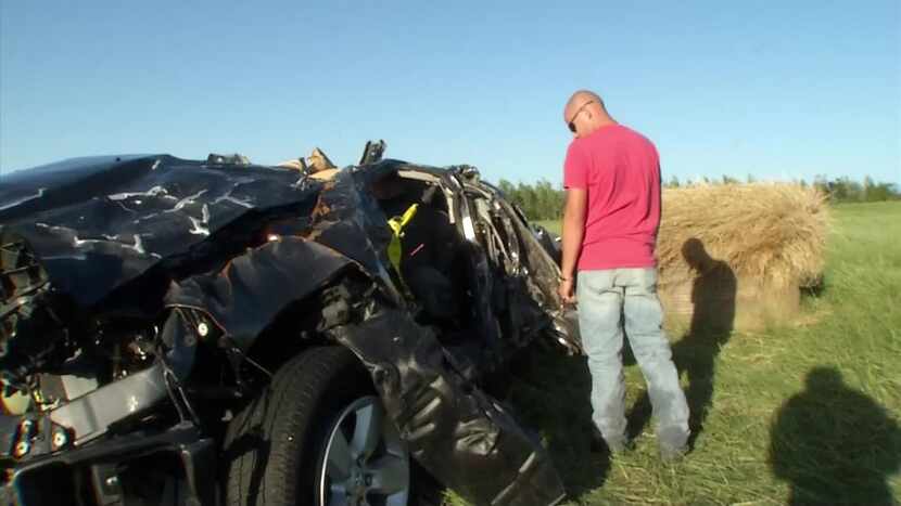 Brandon Edwards returned Sunday to a battered vehicle that had been pulled off State Highway...