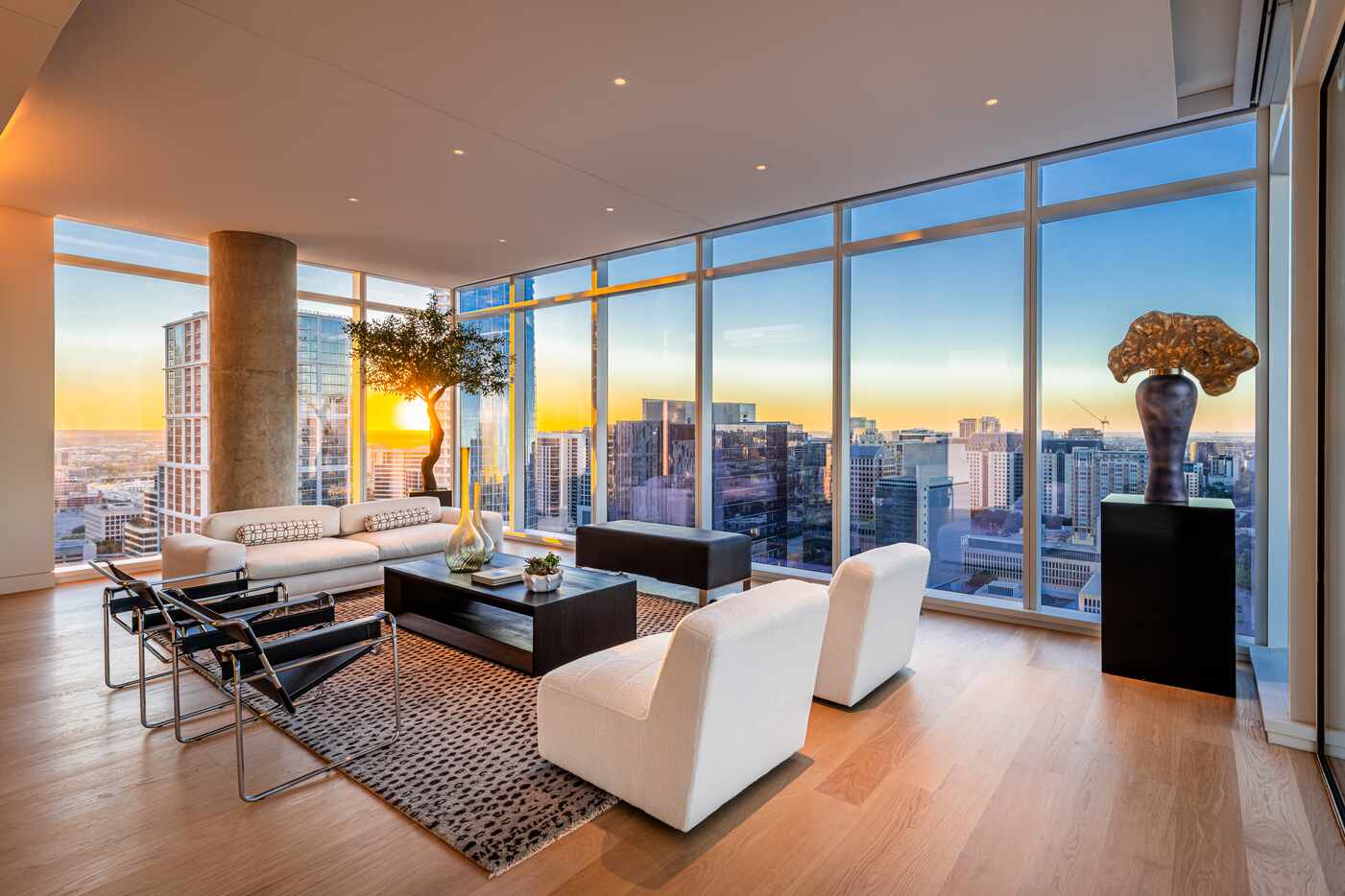 Living room in high-rise home