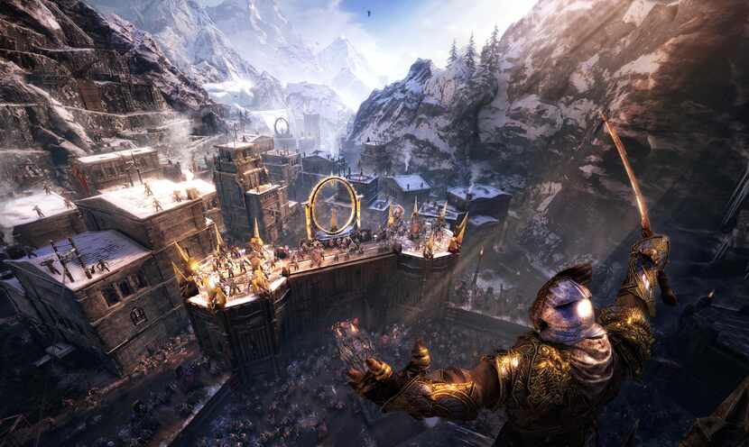 Enemies circle around a castle in Middle-earth: Shadow of War