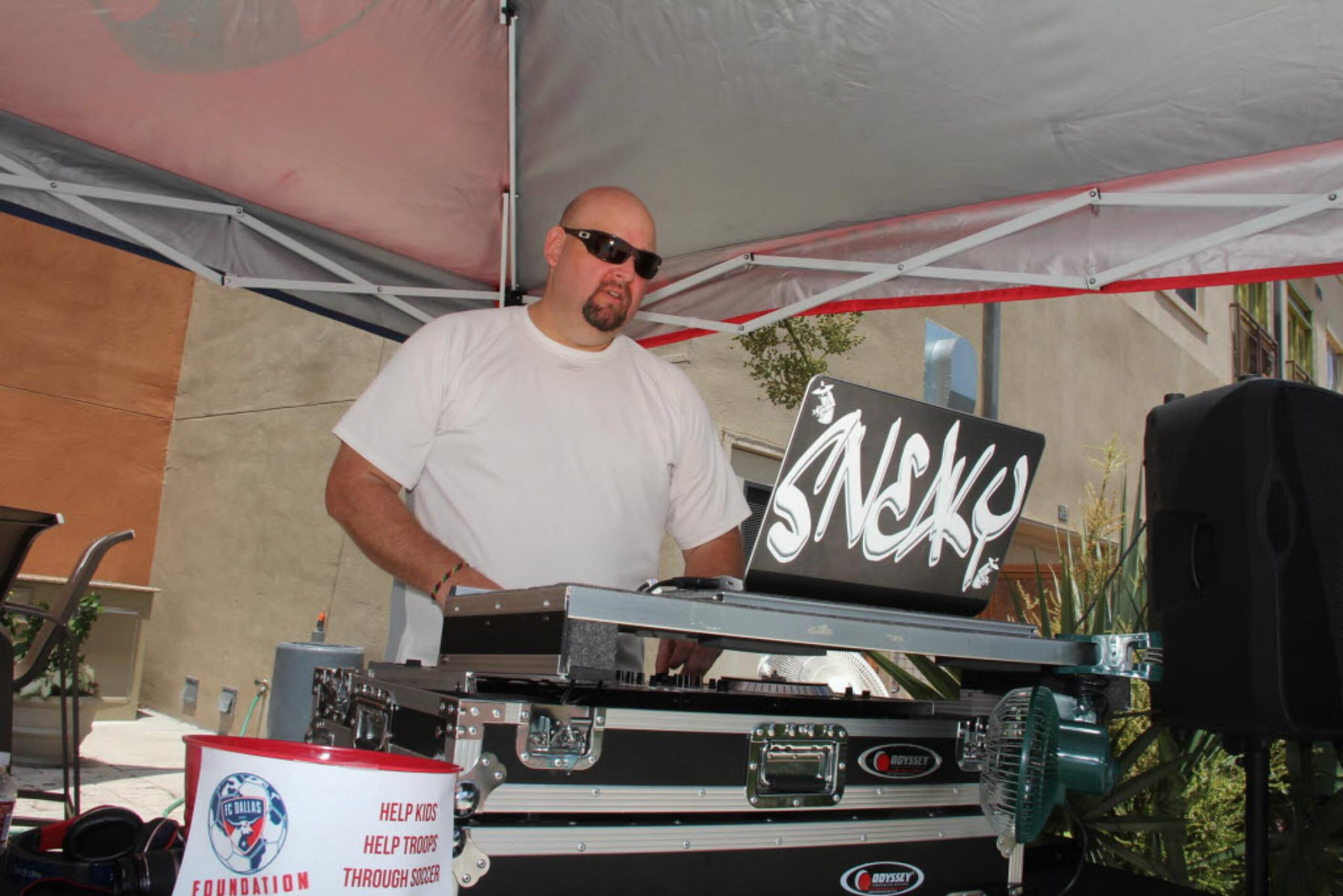 DJ Sneaky provided the tunes for the FC Dallas pool party benefitting FC Dallas Foundation...