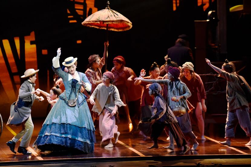Louis (Rhyees Stump), left, and Anna Leonowens (Laura Michelle Kelly), in the Tony...